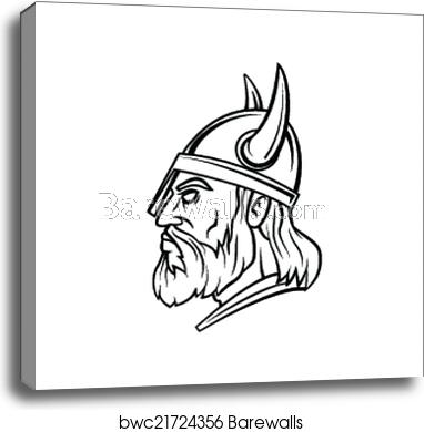 382x390 Viking Head Warrior Vector Illustra, Canvas Print Barewalls