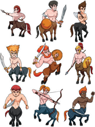 324x432 Black Centaur Warrior Cartoon Vector Clipart