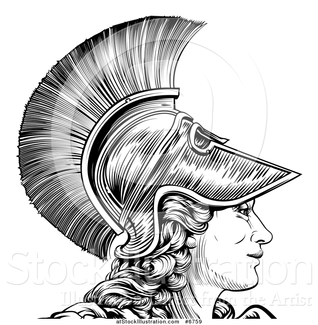 1024x1044 Vector Illustration Of A Black And White Engraved Greek Warrior