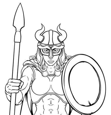 435x450 Viking Female Gladiator Warrior Woman Team Mascot Royalty Free