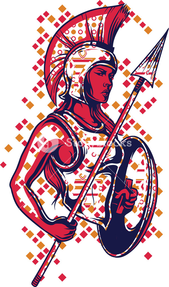 591x1000 Warrior Girl Vector T Shirt Design Royalty Free Stock Image