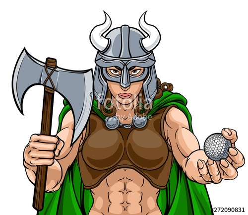 500x433 A Viking Female Warrior Woman Gladiator Golf Sports Mascot Stock