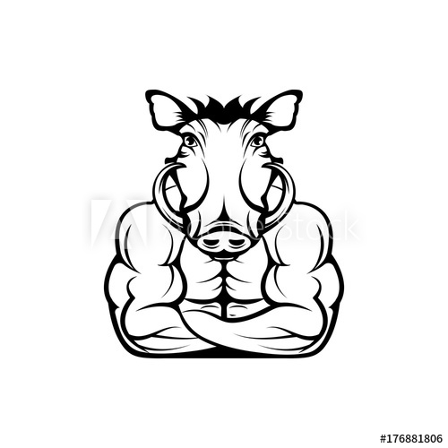 500x500 Vector Fitness Body With Warthog Head, Face For Retro Logos