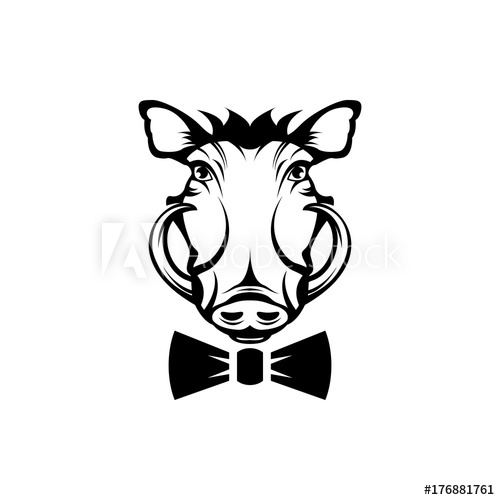 500x500 Vector Warthog Head, Face For Retro Logos, Emblems, Badges, Labels
