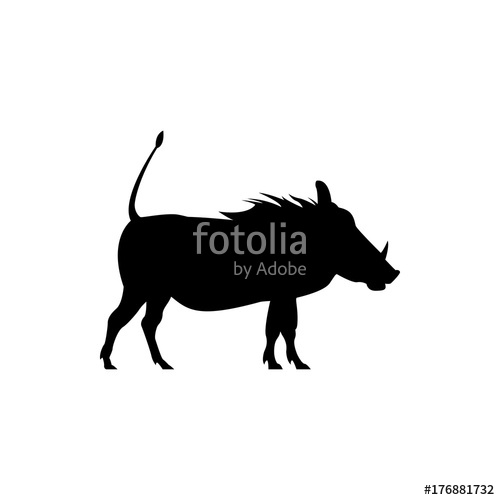 500x500 Vector Warthog Silhouette View Side For Retro Logos, Emblems