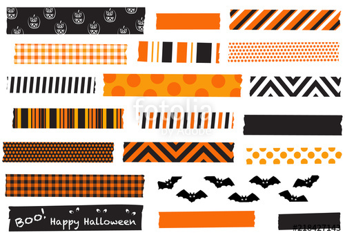 Halloween Washi Tape Vector Illustration Black And Orange Masking 500x340 Halloween Washi Tape Vector Illustration Black And Orange Masking