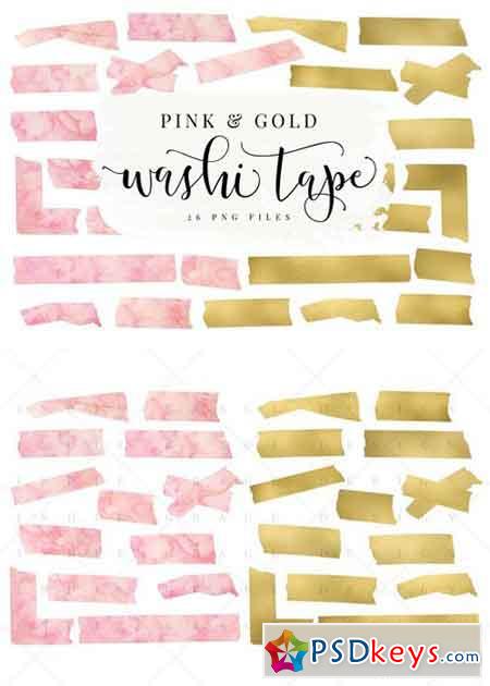 Pink Watercolor Gold Washi Tape Free Download 450x630 Pink Watercolor Gold Washi Tape Free Download