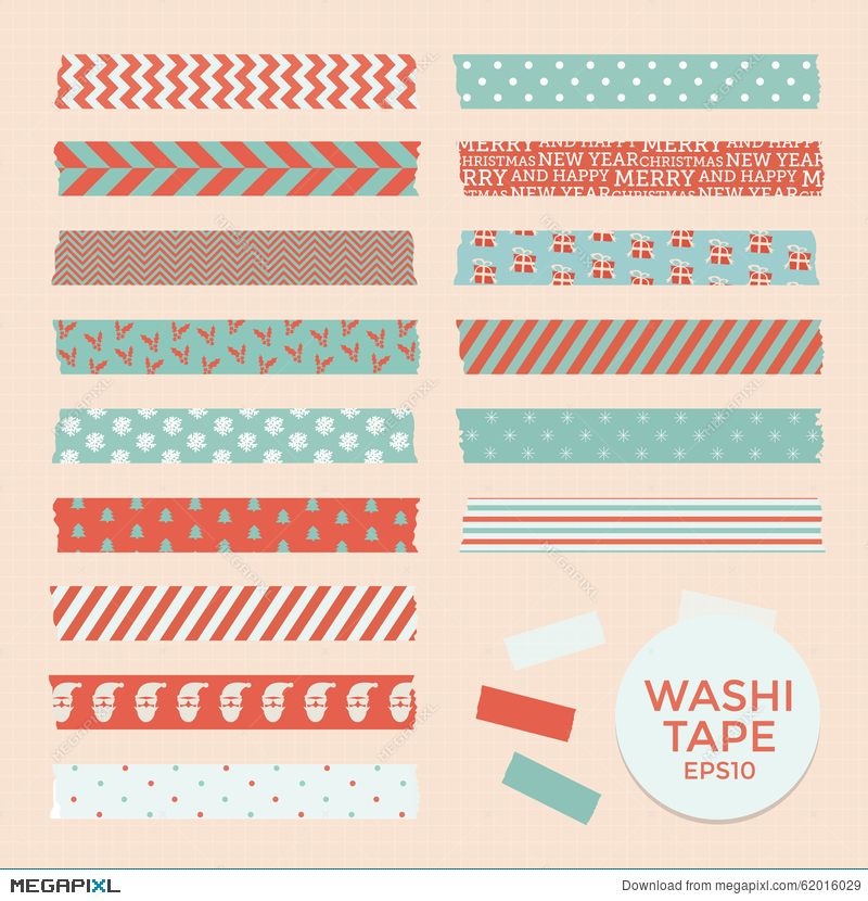Set Of Vintage Christmas Washi Tapes, Ribbons, Vector Elements 800x830 Set Of Vintage Christmas Washi Tapes, Ribbons, Vector Elements
