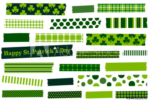 St Patrick's Day Washi Tape Vector Illustration Green Masking 500x340 St Patrick's Day Washi Tape Vector Illustration Green Masking