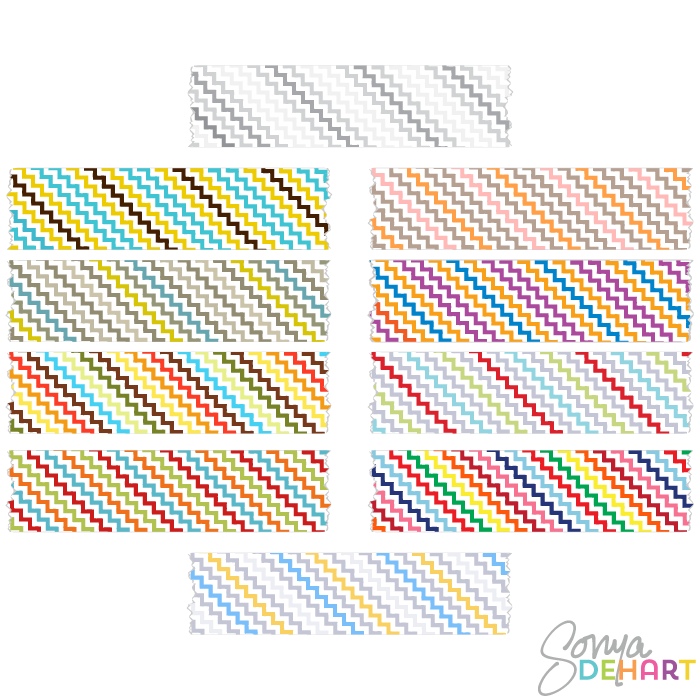 Vector Chevron Washi Tape Clip Art Set 700x700 Vector Chevron Washi Tape Clip Art Set