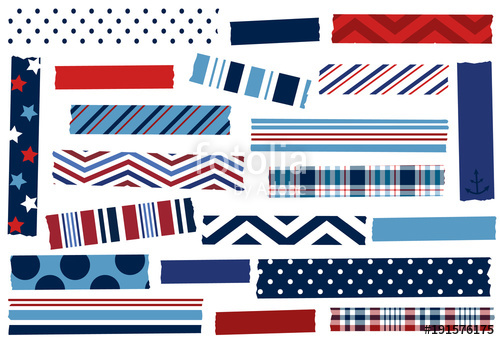 Washi Tape Vector Illustration Red, White And Blue Tape Strips 500x340 Washi Tape Vector Illustration Red, White And Blue Tape Strips