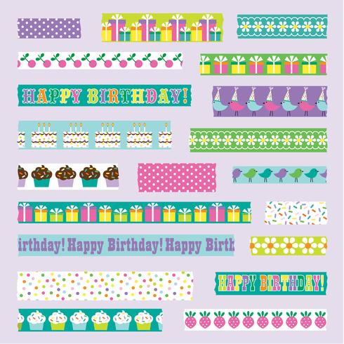 Birthday Washi Tape Vector Clipart 490x490 Birthday Washi Tape Vector Clipart