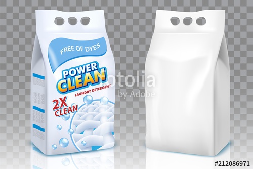 500x334 Washing Powder Bags Vector Realistic Mockup Set Stock Image