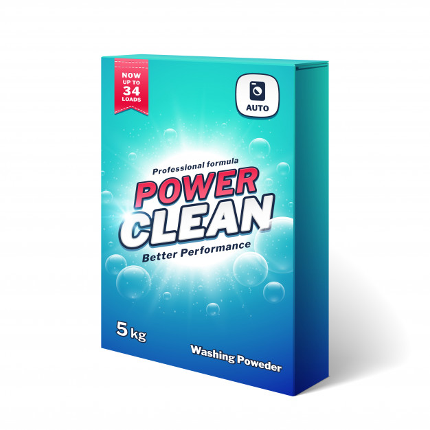 626x626 Laundry Detergent, Washing Poweder Product Box Vector Template