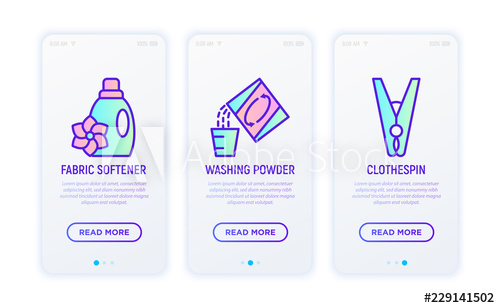 500x308 Laundry Service Thin Line Icons Set Fabric Softener, Washing