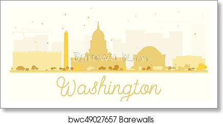435x241 Washington Dc City Skyline Golden Silhouette, Art Print