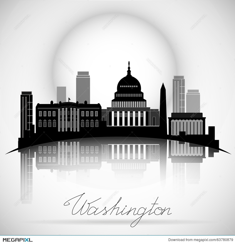 800x830 Washington Dc Skyline Design Vector Silhouette Illustration