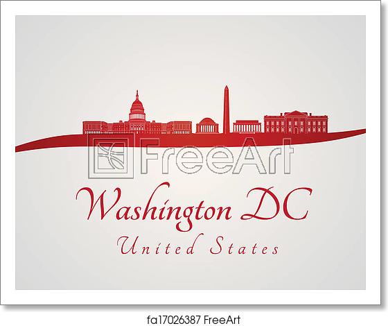 560x470 Free Art Print Of Washington Dc Skyline In Red Washington Dc
