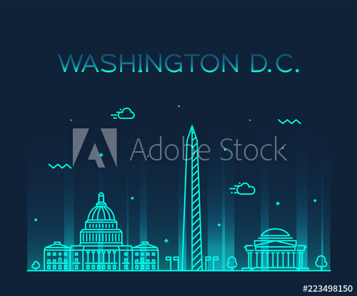 500x415 Washington D C Usa Vector Linear Art Style City