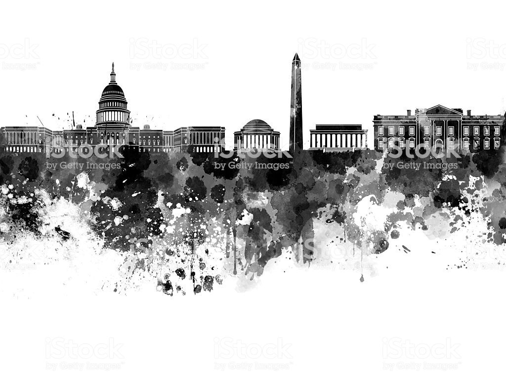 1024x768 Washington Dc Skyline In Black Watercolor Tripp Watercolor
