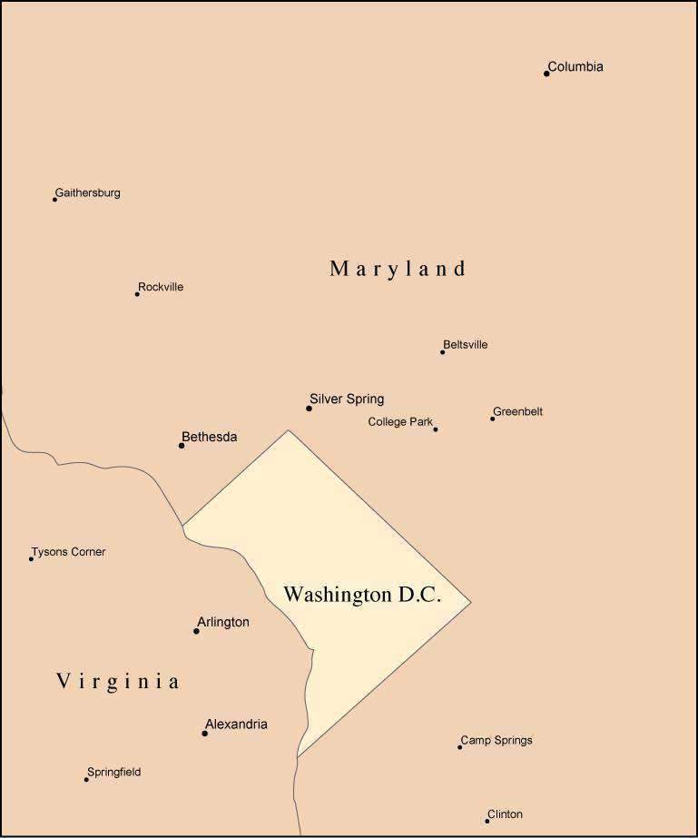 Multi Color Washington, Dc Map With Counties, Capitals, And Major 769x923 Multi Color Washington, Dc Map With Counties, Capitals, And Major