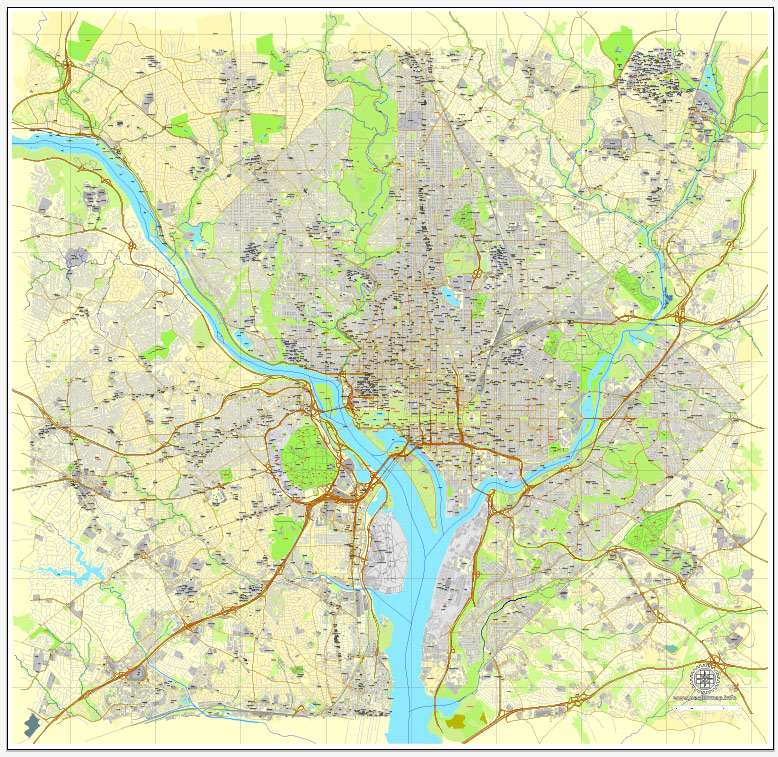 Washington Dc Vector Map at Vectorified.com | Collection of Washington ...