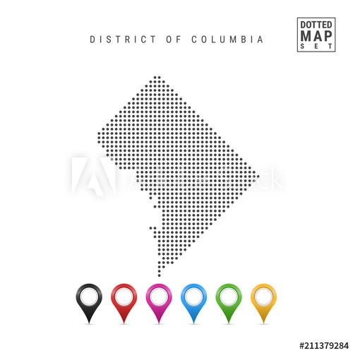 Dots Pattern Vector Map Of Washington Dc Stylized Silhouette 500x500 Dots Pattern Vector Map Of Washington Dc Stylized Silhouette