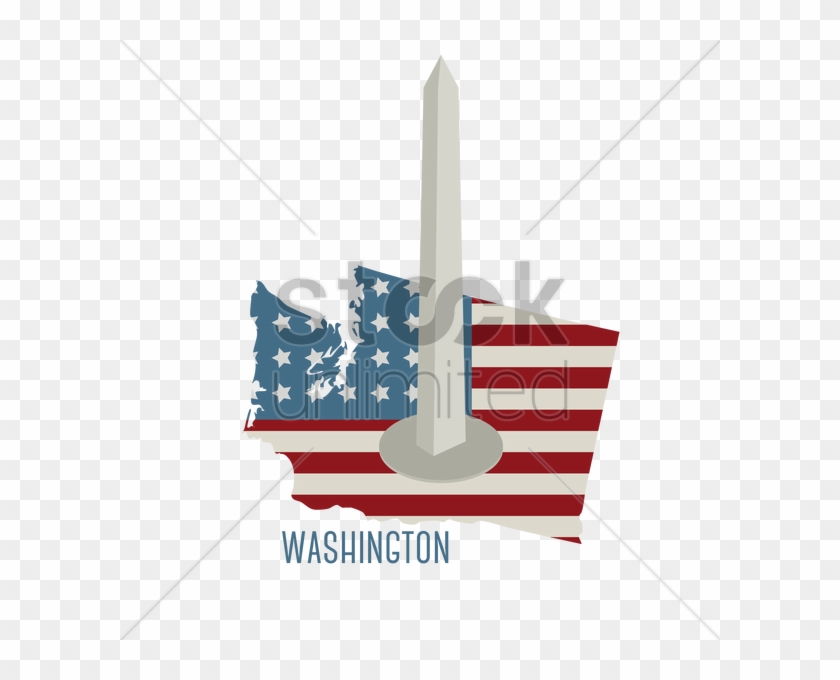 840x680 Washington State Map With Washington Monument Vector