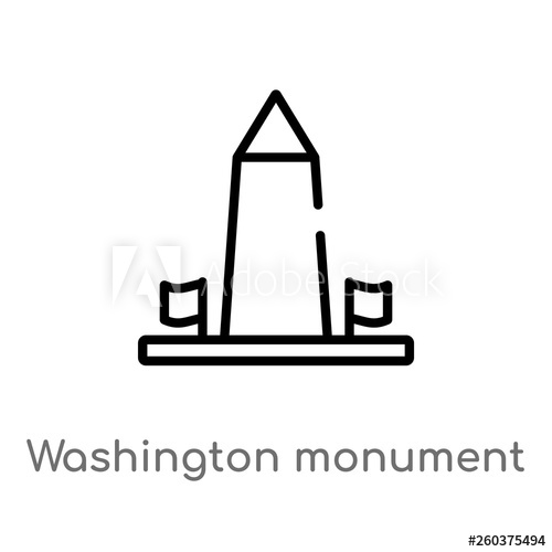 500x500 Outline Washington Monument Vector Icon Isolated Black Simple