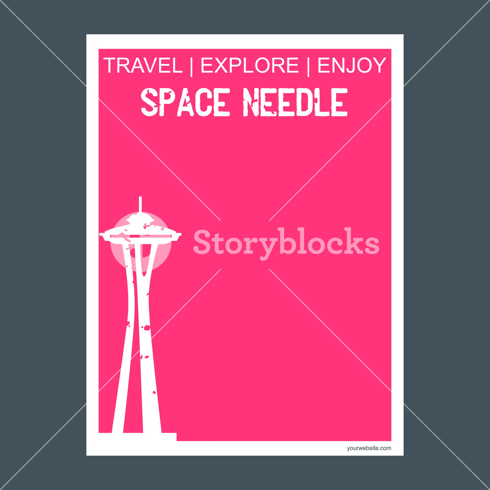 1000x1000 Space Needle Seattle, Washington Monument Landmark Brochure Flat
