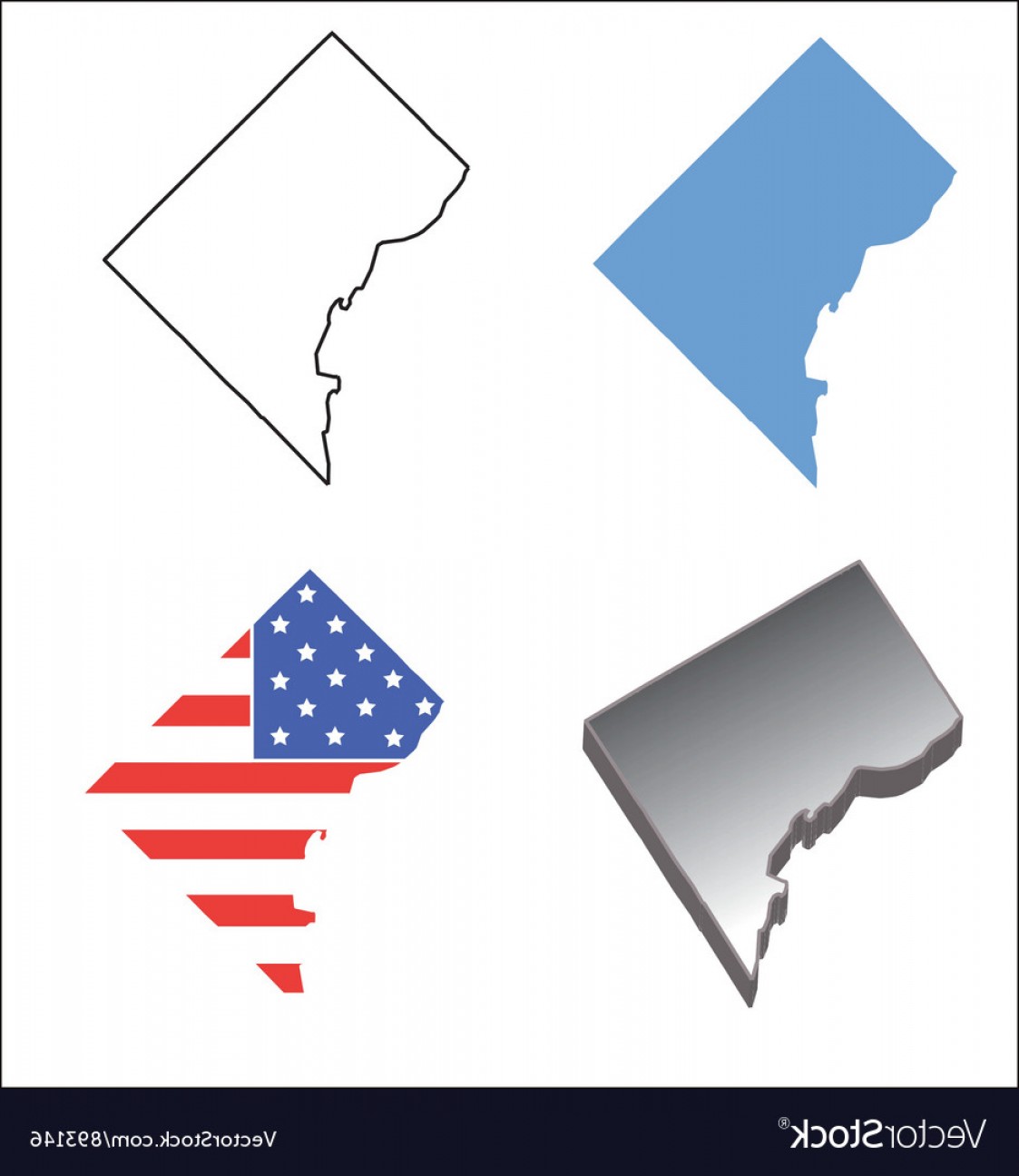 1123x1296 State Map Of Washington Dc Vector Studiogrfx