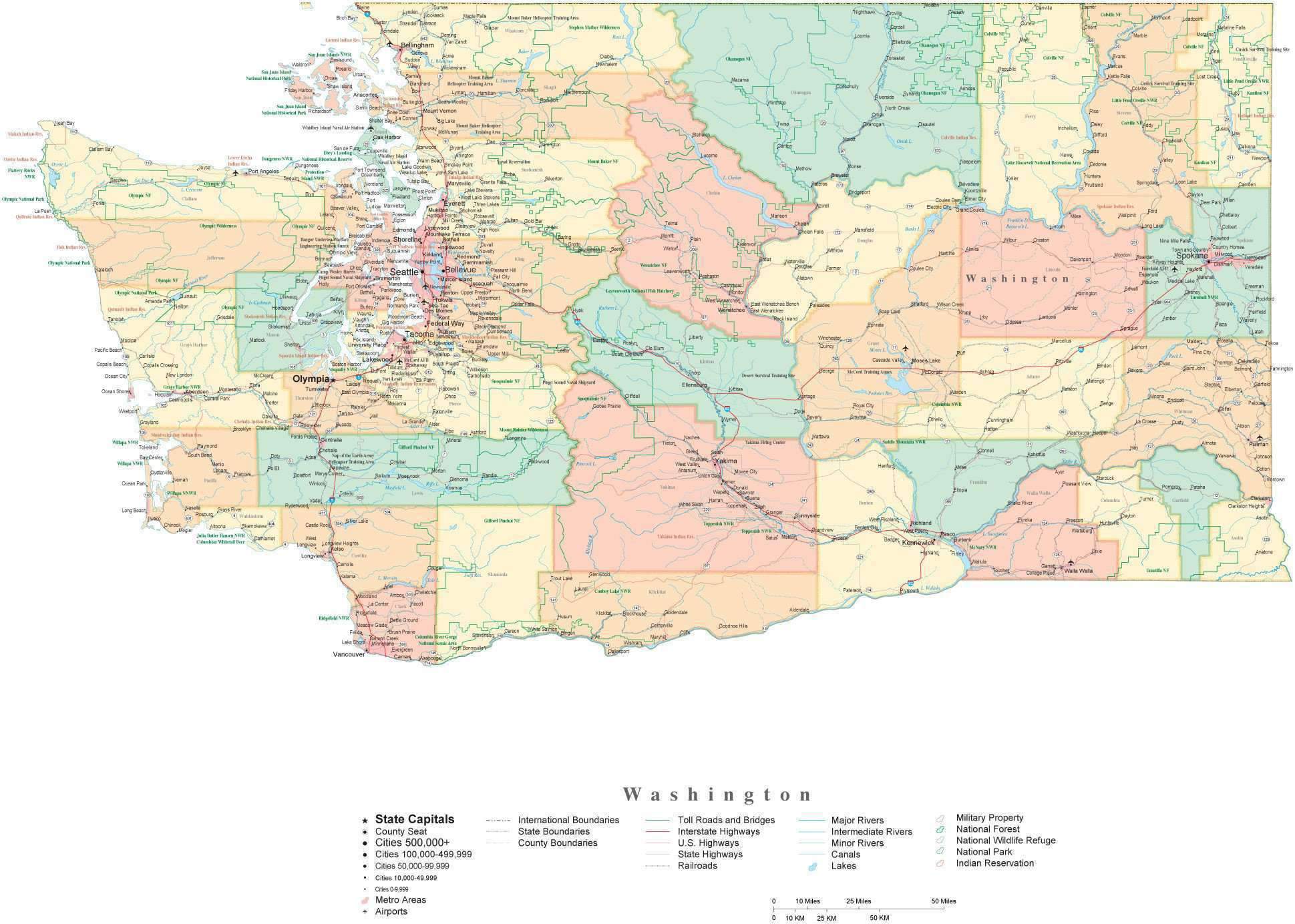 1939x1384 State Map Of Washington In Adobe Illustrator Vector Format