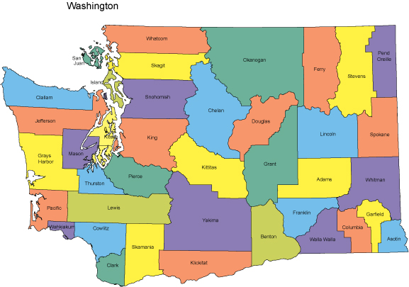 577x405 Washington Map With Counties