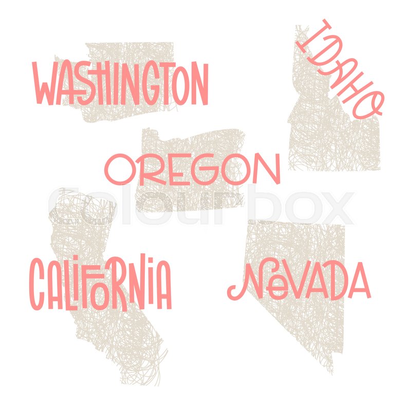 800x800 Washington, Idaho, Oregon, California, Stock Vector Colourbox