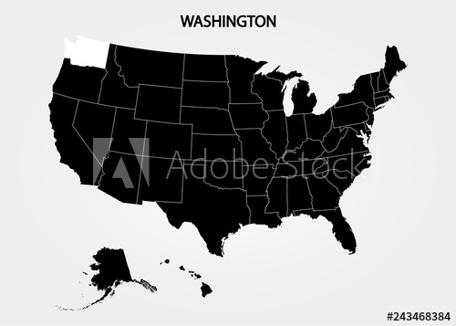 500x357 Washington State States Of America Territory On Gray Background