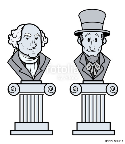435x500 Sculpture Of Abraham Lincoln And George Washington Vector Stock