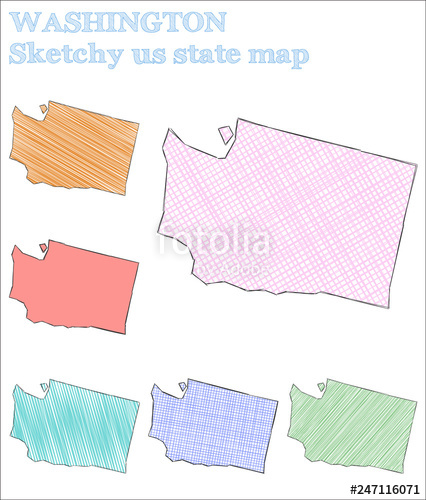 426x500 Washington Sketchy Us State Noteworthy Hand Drawn Us State