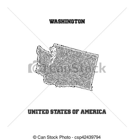 450x470 Label With Map Of Washington Vector Illustration