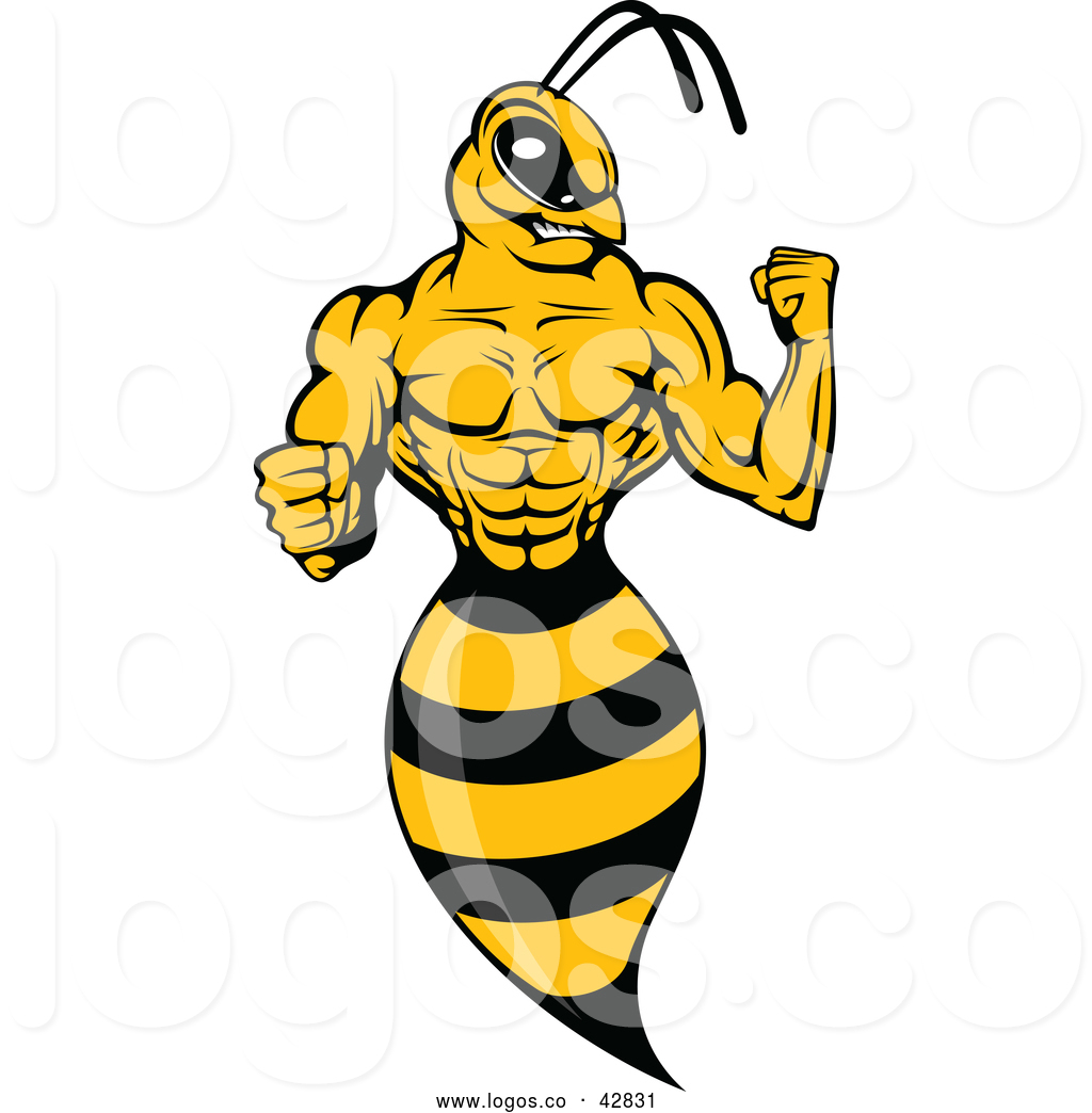 1024x1044 Vector Logo Of A Ruthless Wasp Flexing Muscles