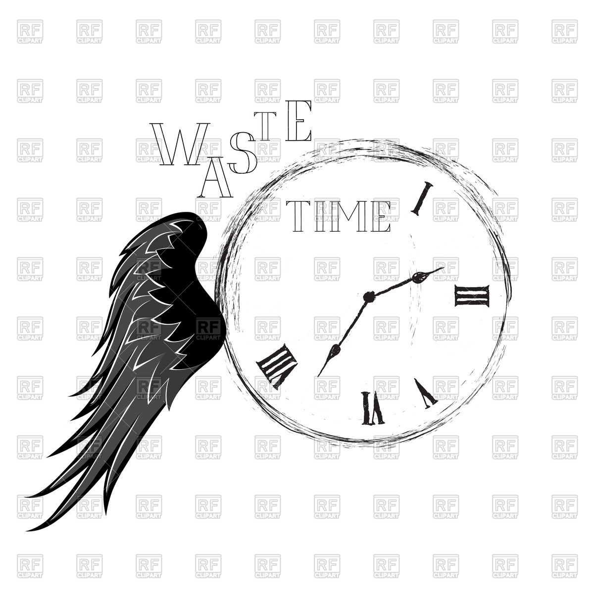 1200x1200 Waste Time Concept Doodle Retro Watch Dial With Handwritten