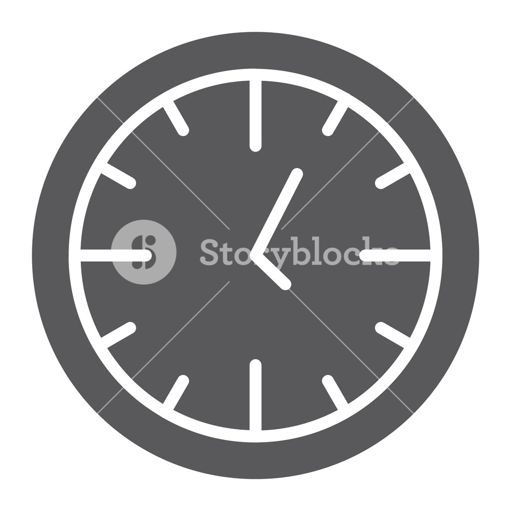 1000x1000 Clock Glyph Icon, Time And Dial, Watch Sign, Vector Graphics