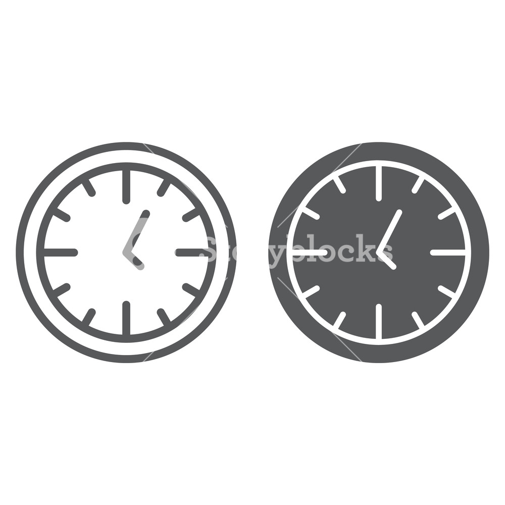 1000x1000 Clock Line And Glyph Icon, Time And Dial, Watch Sign, Vector