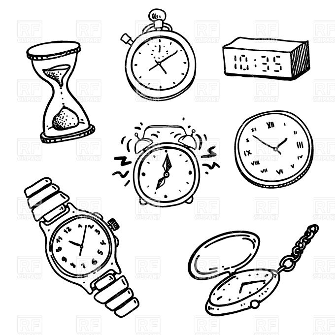 Hand Drawn, Sketchy Of Clocks And Watches Vector Image Of Objects 680x680 Hand Drawn, Sketchy Of Clocks And Watches Vector Image Of Objects