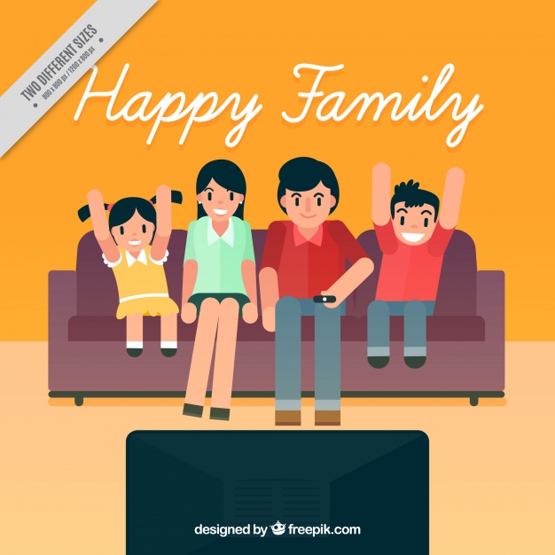 626x626 Family Background In Living Room Watching Tv Vector Free Download