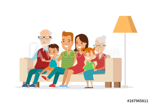 500x348 Flat Happy Family Watching Tv Vector Illustration Children