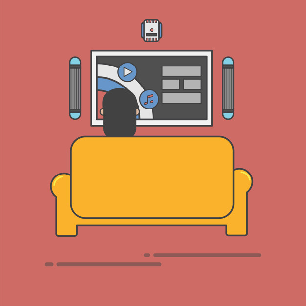 626x626 Guy Watching Tv Vector Free Download