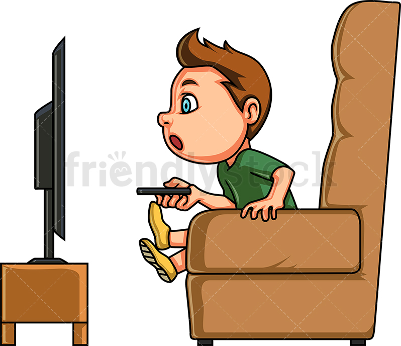 798x688 Little Boy Watching Tv Cartoon Clipart Vector