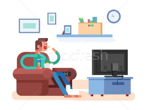 600x450 Man Watching Tv Vector Illustration Jossdiim