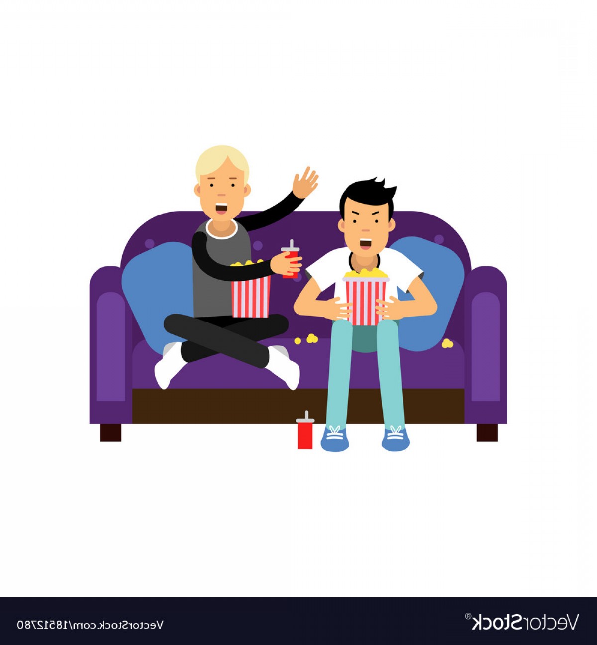 1200x1296 Two Best Friends Sitting At The Sofa Watching Tv Vector Hoodamathrun