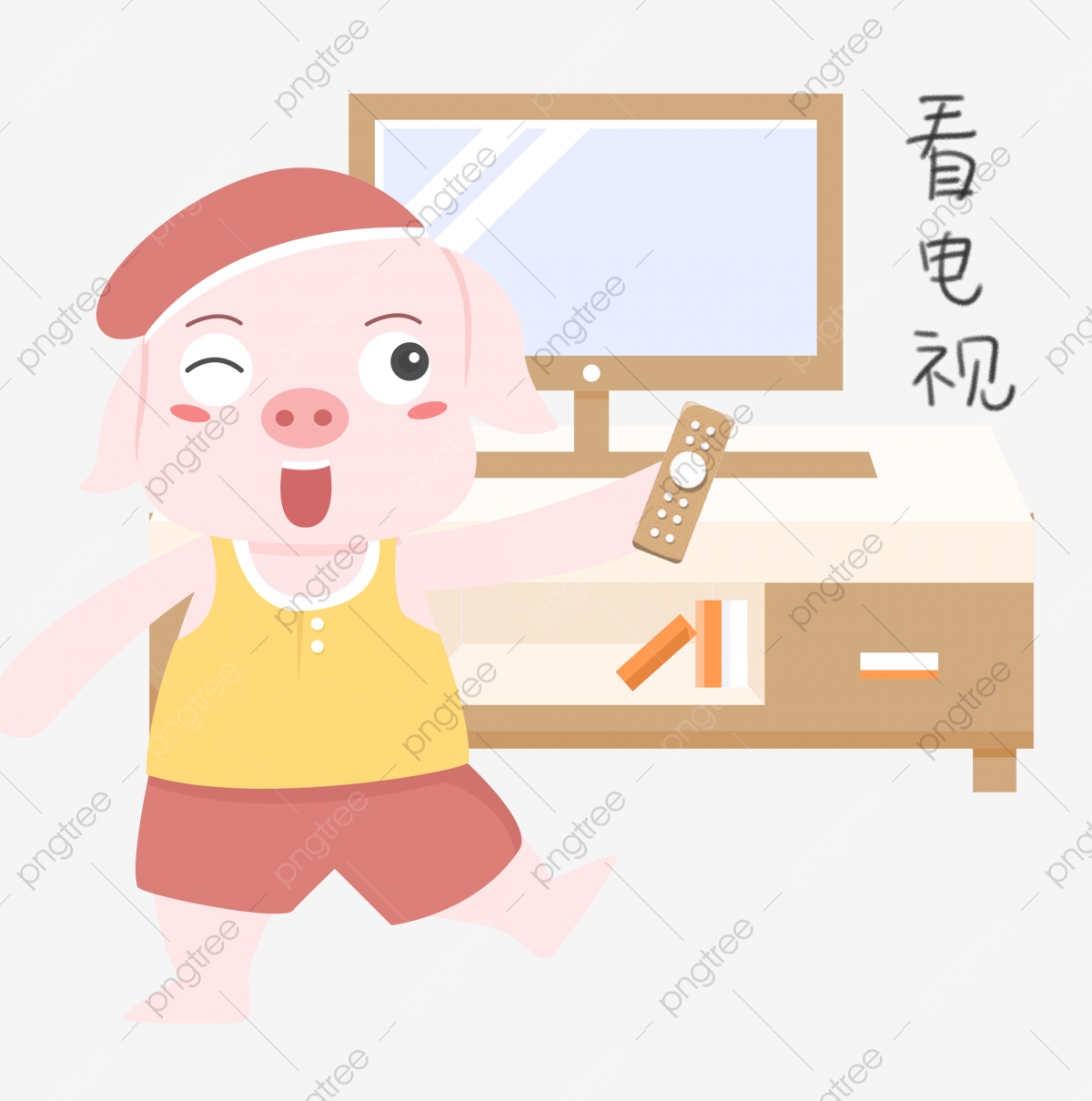 1200x1210 Vector Hand Painted Watching Tv, Vector, Hand Painted, Watch Tv